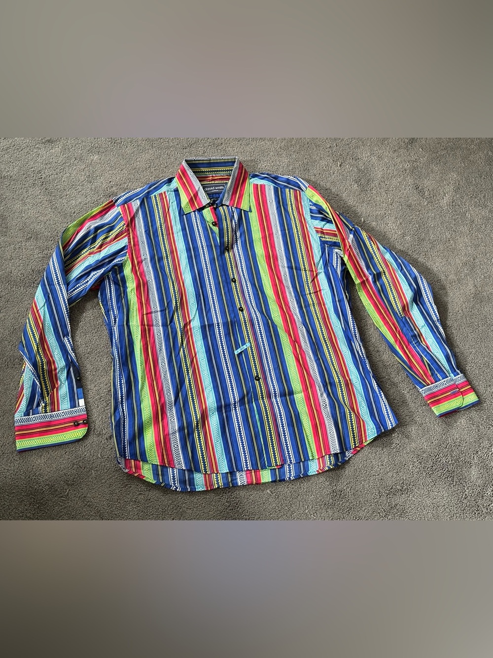 David Smith Australia Multicolor Stripe Patterned Formal Button-Up Shirt Sz XL